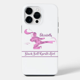 Funda Para iPhone 14 Pro Max Chica de Karate Rosa Purpura Moderno Japón Arte Ma