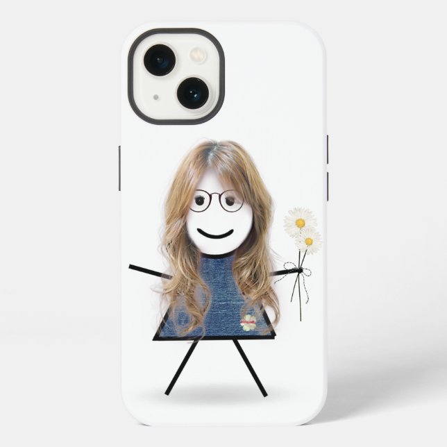 Funda Para iPhone Chica de Palitos con Margaritas    (Reverso )