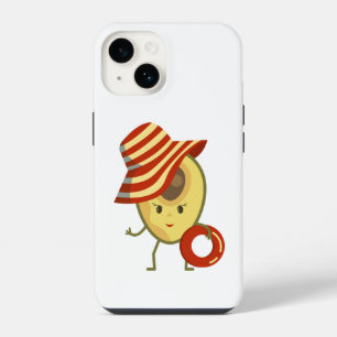 Funda Para iPhone 14 Chica de playa de aguacate con gorra solar y anill