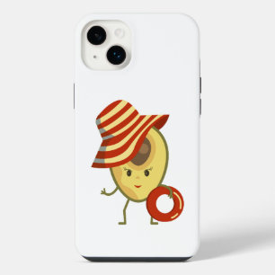 Funda Para iPhone 14 Plus Chica de playa de aguacate con gorra solar y anill