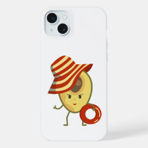 Chica de playa de aguacate con sombrero de sol y a