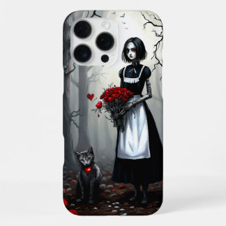 Funda Para iPhone 16 Pro Max Chica de robots góticos
