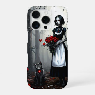 Funda Para iPhone 16 Pro Chica de robots góticos