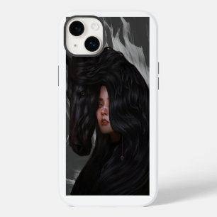 Funda Para iPhone 14 Plus chica de tema moderno blanco negro
