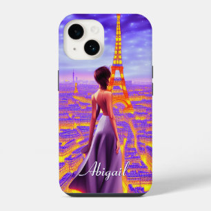 Funda Para iPhone 14 Chica Eiffel Tower Paris