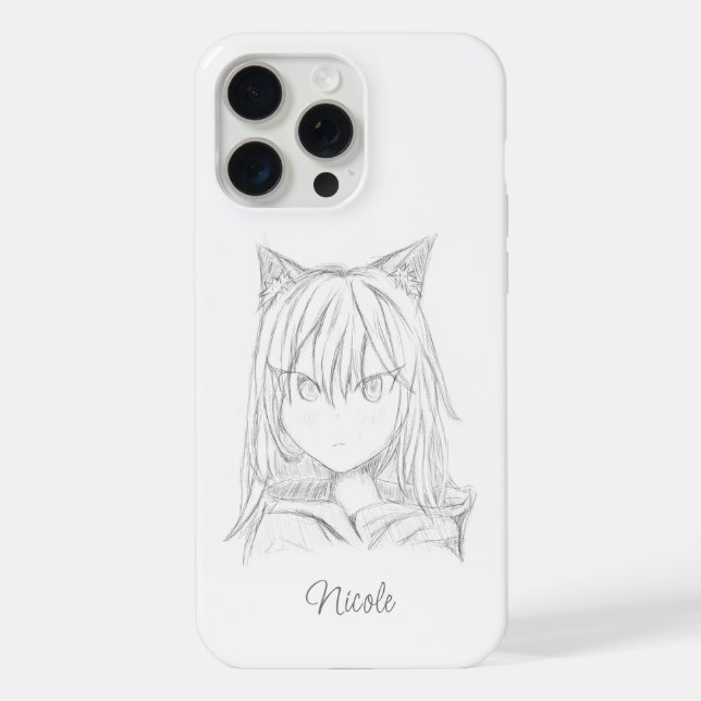 Funda Para iPhone Chica Gato  (Reverso )