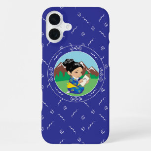 Funda Para iPhone 16 Plus Chica Japonesa Adorable Pintando Paisaje Azul