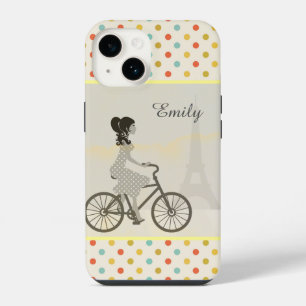 Funda Para iPhone 14 Chica Parisina Chic Montando Bicicleta Personaliza