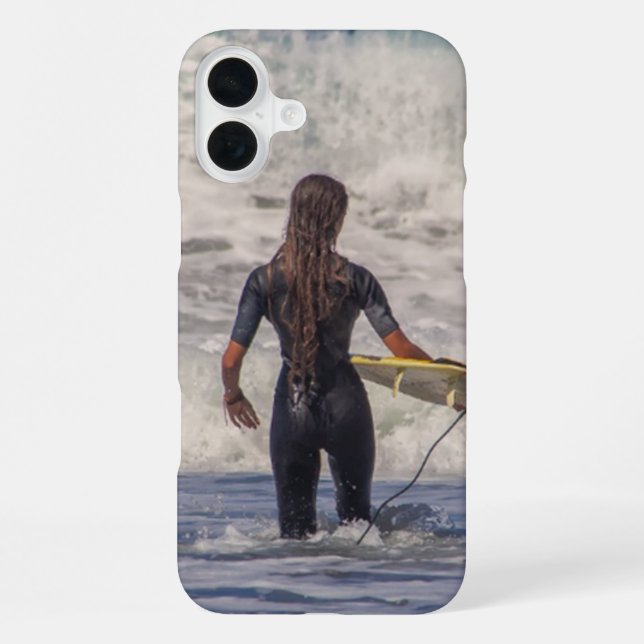 Funda Para iPhone Chica Surfista Olas (Reverso )