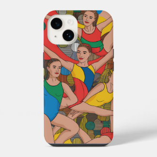 Funda Para iPhone 14 Chicas de gimnasia acro bailarinas patrón colorido