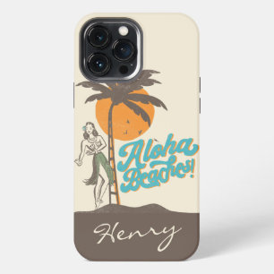 Funda Para iPhone 13 Pro Max Chicas Hula de Aloha Beaches Hawái Retro Hawaiano