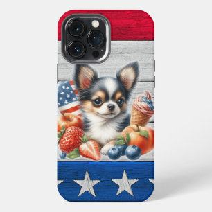Funda Para iPhone 13 Pro Max Chihuahua Patriótico Fruta EE. UU. Chihuahua Pelo