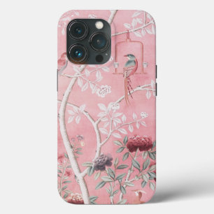 Funda Para iPhone 13 Pro Chinoisería floral elegante de pájaro rosa