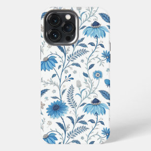 Funda Para iPhone 13 Pro Max Chinoiserie Blue Echinacea Pattern