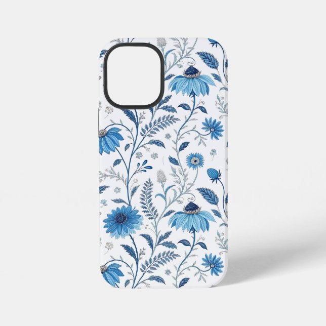 Funda Para iPhone Chinoiserie Blue Echinacea Pattern (Reverso )