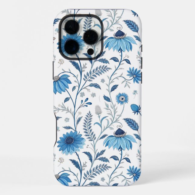 Funda Para iPhone Chinoiserie Blue Echinacea Pattern (Reverso )