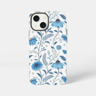 Funda Para iPhone 13 Mini Chinoiserie Blue Echinacea Pattern