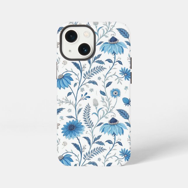 Funda Para iPhone Chinoiserie Blue Echinacea Pattern (Reverso )
