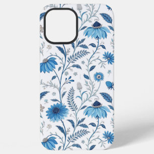 Funda Para iPhone 12 Pro Max Chinoiserie Blue Echinacea Pattern