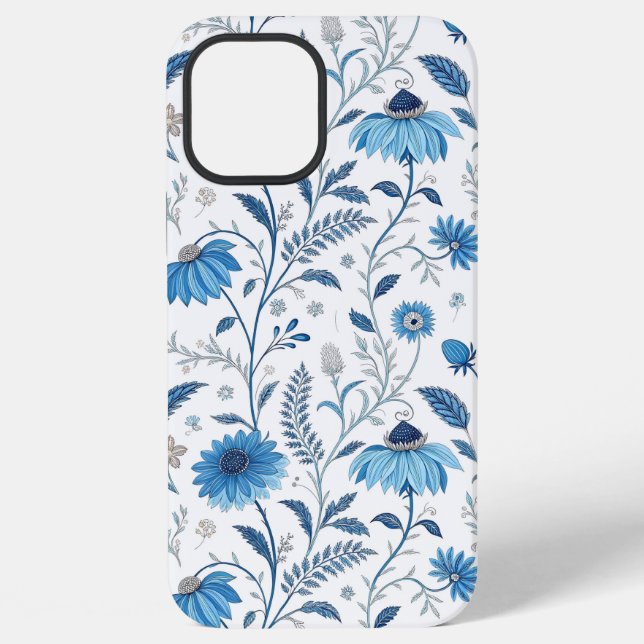 Funda Para iPhone Chinoiserie Blue Echinacea Pattern (Reverso )
