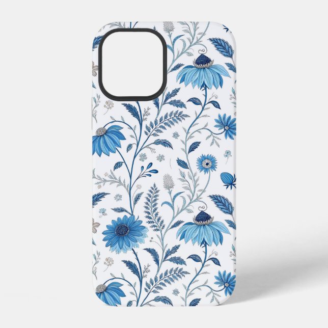 Funda Para iPhone Chinoiserie Blue Echinacea Pattern (Reverso )