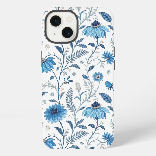 Funda Para iPhone Chinoiserie Blue Echinacea Pattern (Reverso )
