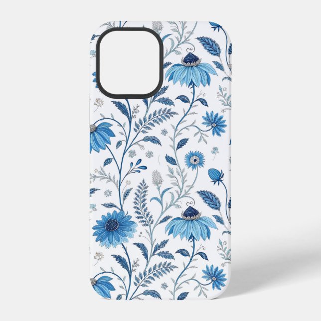 Funda Para iPhone Chinoiserie Blue Echinacea Pattern (Reverso )