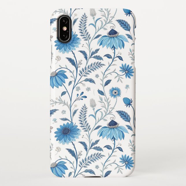 Funda Para iPhone Chinoiserie Blue Echinacea Pattern (Reverso)