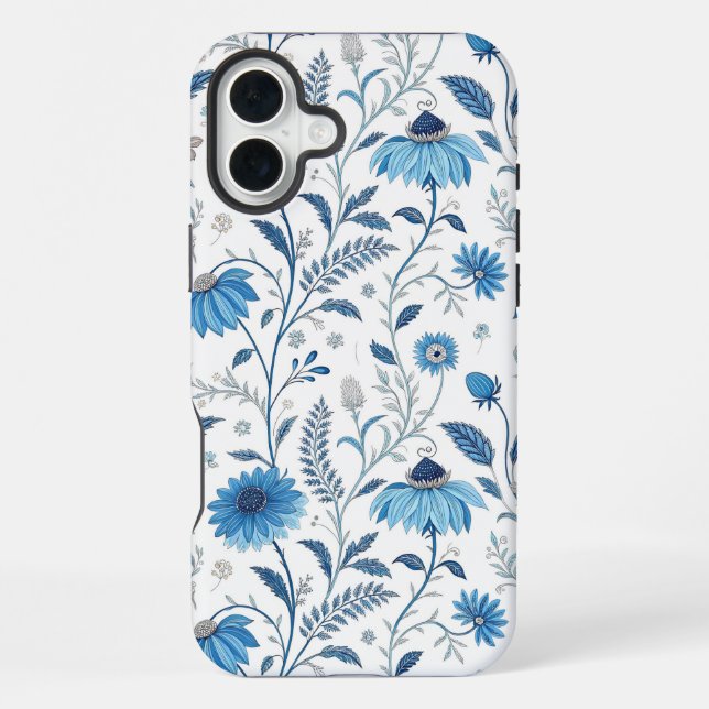 Funda Para iPhone Chinoiserie Blue Echinacea Pattern (Reverso )