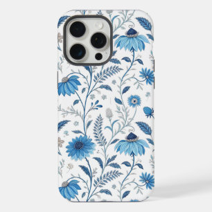 Chinoiserie Blue Echinacea Pattern