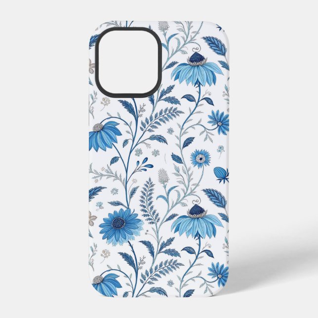 Funda Para iPhone Chinoiserie Blue Echinacea Pattern (Reverso )