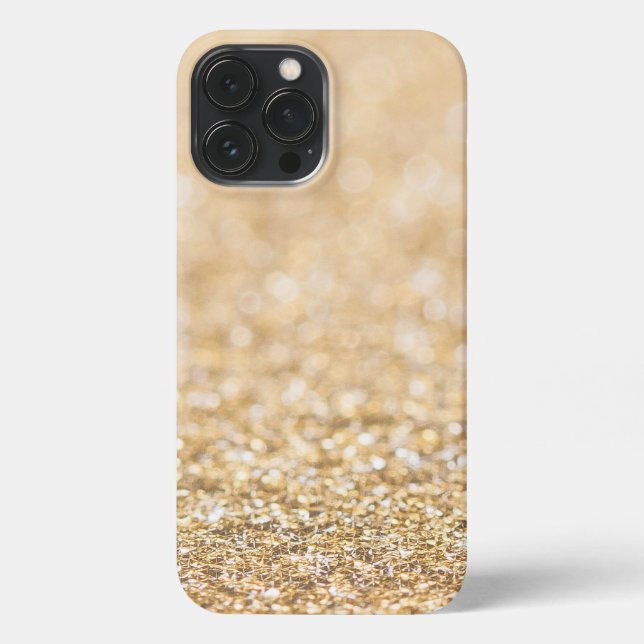 Funda Para iPhone Chispas de purpurina de imitación de oro de champa (Reverso )