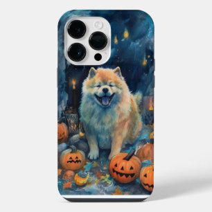 Funda Para iPhone 14 Pro Max Chow Chow de Halloween con calabazas aterradoras