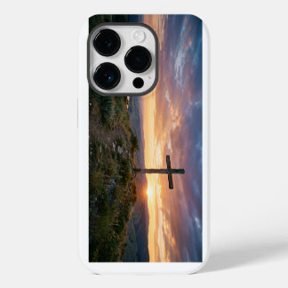 Funda Para iPhone 14 Pro Christian Cross Hilltop Sunset iPhone Case