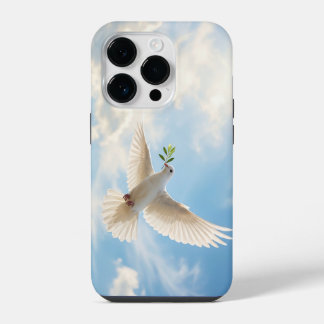 Funda Para iPhone 14 Pro Christian White Dove with Olive Sky iPhone Case