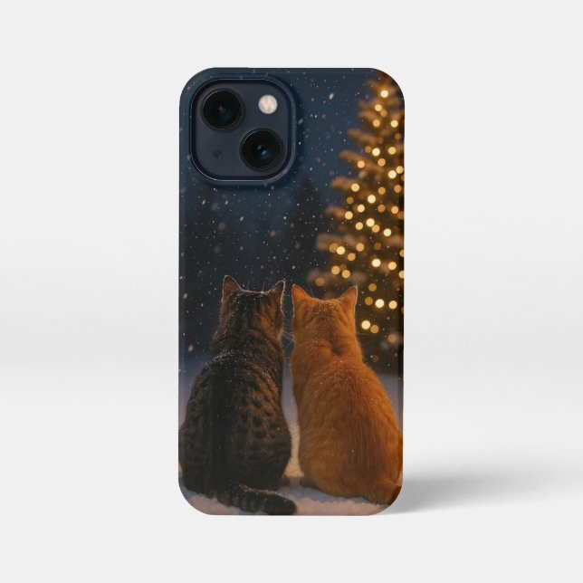Funda Para iPhone Christmas Cat Couple iPhone Case 13 mini (Reverso )