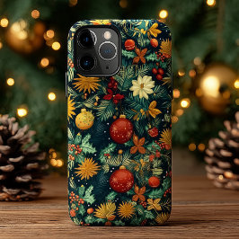 Funda Para iPhone 14 Christmas Poinsettia Ornament Name Art