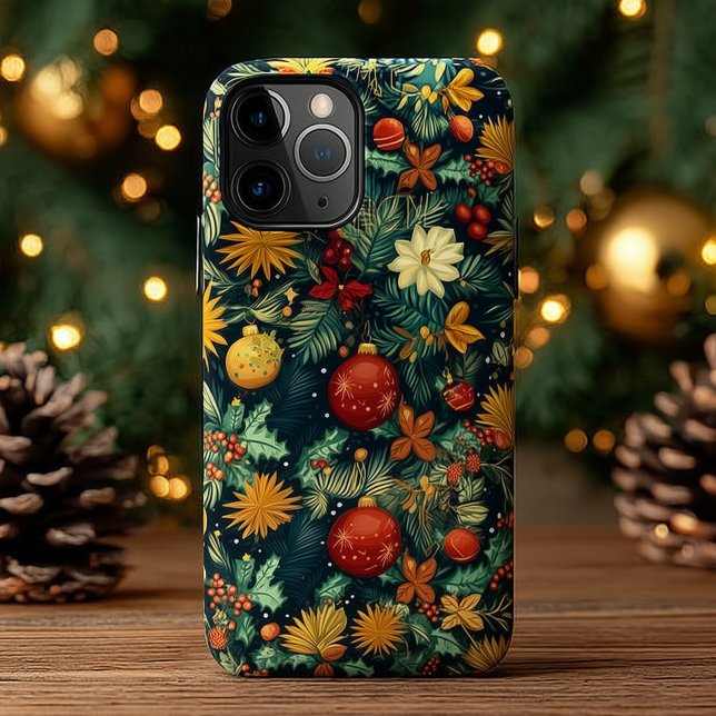 Funda Para iPhone Christmas Poinsettia Ornament Name Art (Subido por el creador)