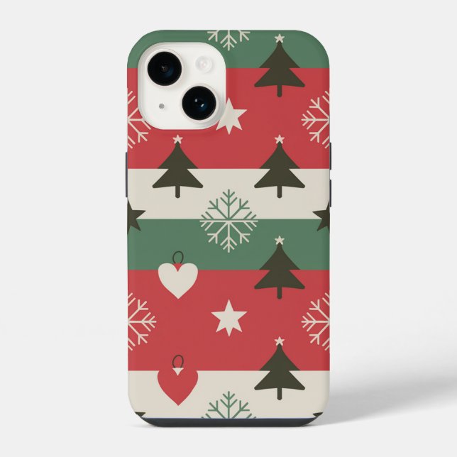 Funda Para iPhone Christmas trees and white snow (Reverso )