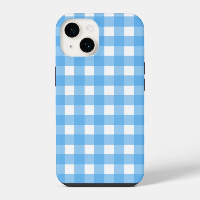 Funda Para iPhone Cielo azul gingham (Reverso )