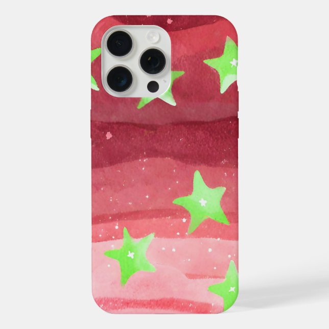 Funda Para iPhone cielo rojo con estrellas (Reverso )