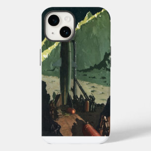 Funda Para iPhone 14 Ciencia ficción vintage, cohete en planeta extranj