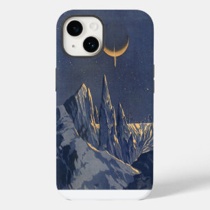 Funda Para iPhone 14 Ciencia Ficción Vintage, Planeta de Nieve de Luna