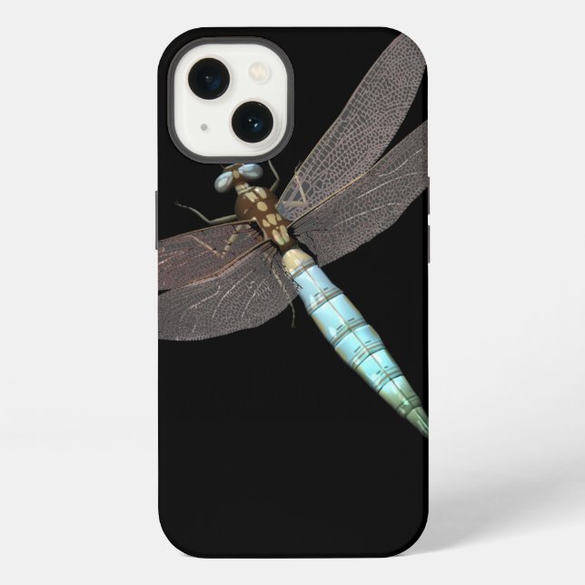 Funda Para iPhone Cierre de la libélula digital en negro (Reverso )