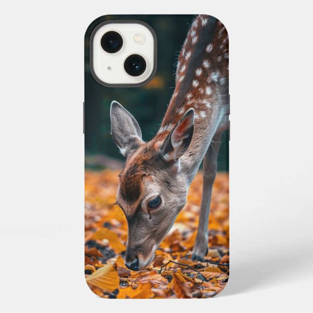 Funda Para iPhone Ciervo de Bosque Otoñal (Reverso )