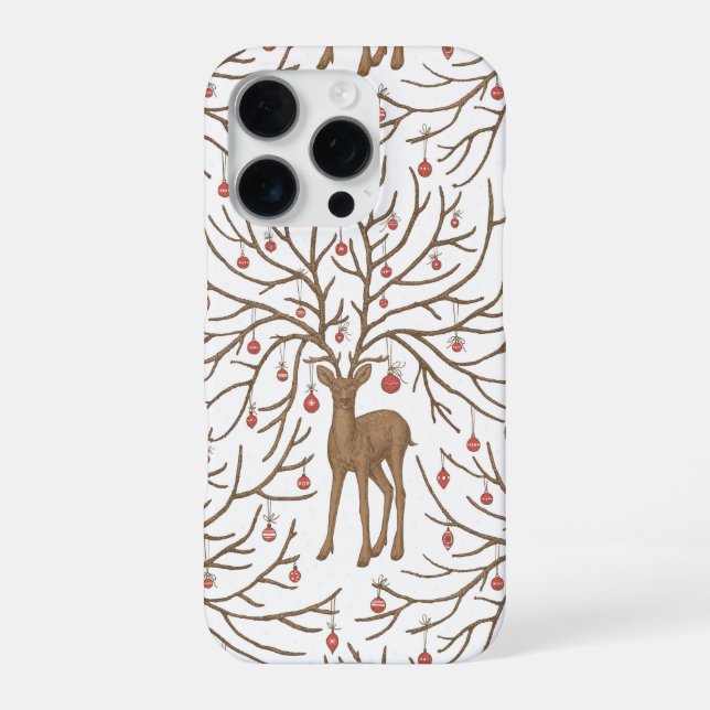 Funda Para iPhone ciervo de Navidad sobre blanco (Reverso)