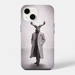 Funda Para iPhone 14 Ciervo Elegante con Abrigo a Medida Retrato