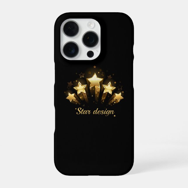 Funda Para iPhone Cinco estrellas de oro en negro (Reverso)