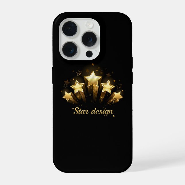 Funda Para iPhone Cinco estrellas de oro en negro (Reverso )