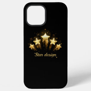 Funda Para iPhone 12 Pro Max Cinco estrellas de oro sobre negro
